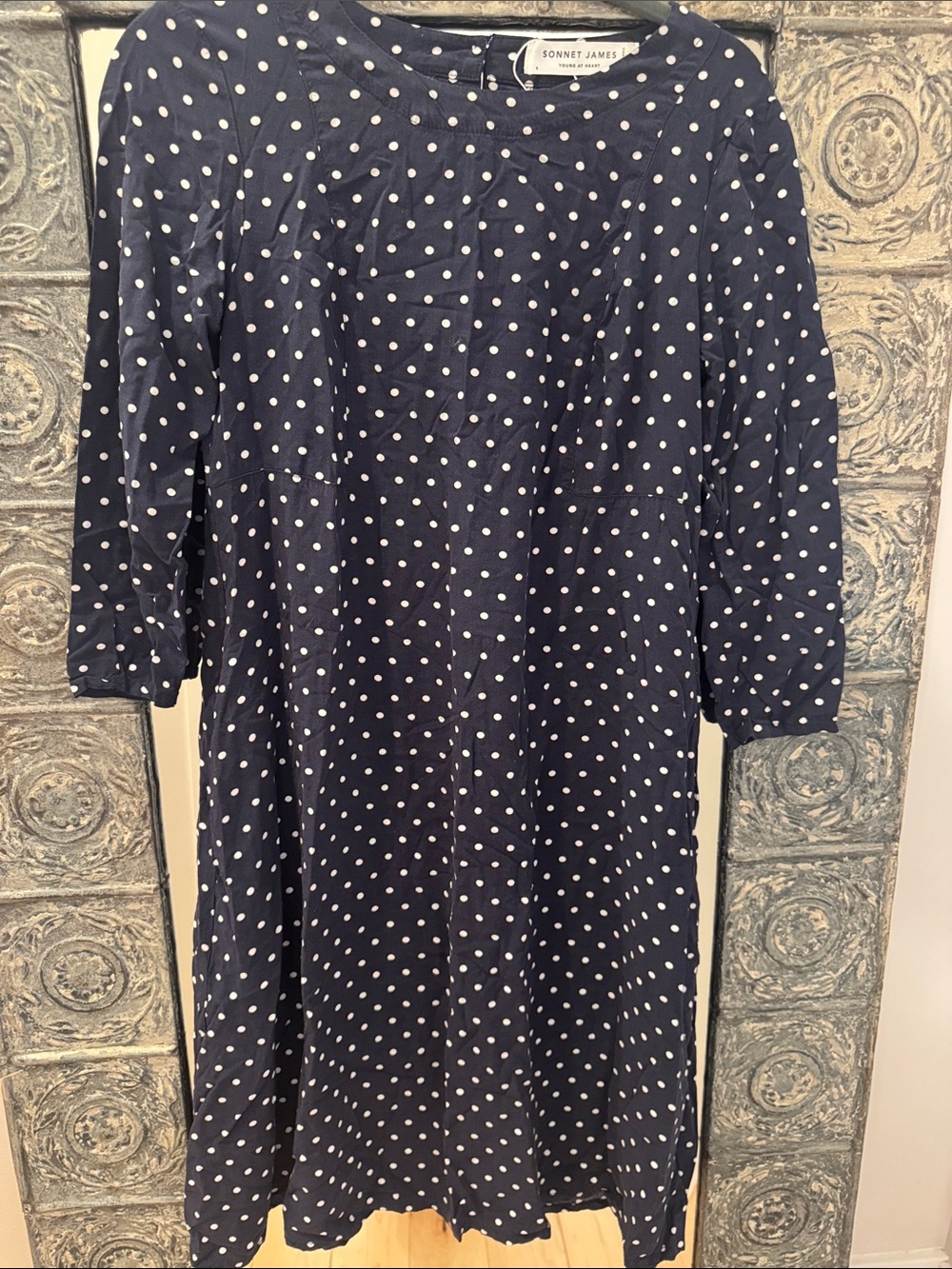 Sonnet James Navy Polka Dot Midi Dress